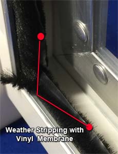 Weather Stripping with Vinyl Membrane